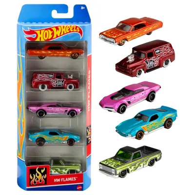 Hot Wheels Pack 5 Carros Miniatura em Metal Escala 1:64
