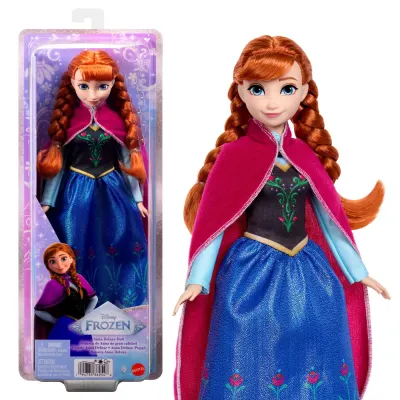 Disney Frozen Boneca Anna com Vestido Brilhante, Capa e Botas