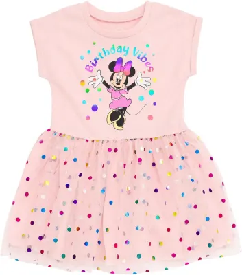 Disney Minnie Mouse Robe Tutu Manches Courtes pour Fille