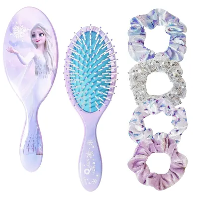 Luv Her Disney Frozen Elsa Conjunto 5 Peças Escova de Cabelo e 4 Scrunchies