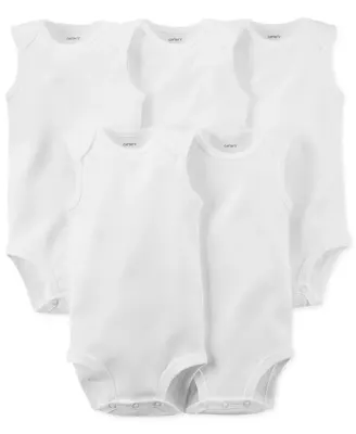 Carter's Pack 5 Bodies Lisses sans Manches pour Bébé - Blanc