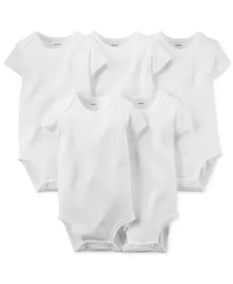 Carter's Pack 5 Bodies Manches Courtes Lisses pour Bébé - Blanc