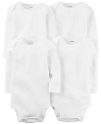 Carter's Pack 4 Bodies Manches Longues Unies pour Bébé - Blanc