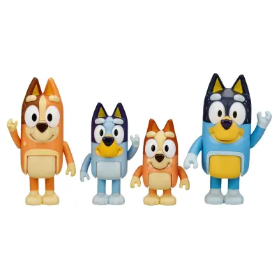 Bluey Pack 4 Figuras Família com Chilli, Bandit e Bingo