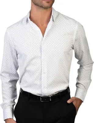 Nautica Camisa Slim Fit Manga Comprida Elástica 4 Direcções Branco com Azul