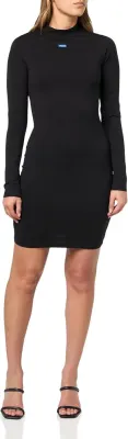 Hugo Vestido Justo Manga Comprida Logótipo Preto
