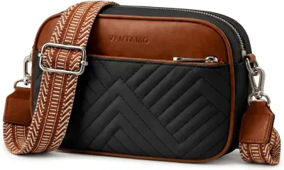 Vantamo Mala Crossbody Pele Vegana Acolchoada Mosquetão Antirroubo