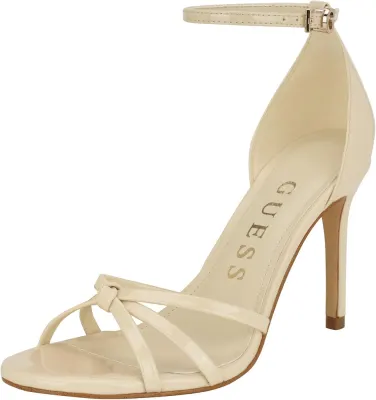 Guess Sandália de Salto Agulha Spring com Nó e Tira Tornozelo Marfim