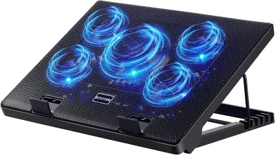 Base de Arrefecimento Kootek LCP04 com 5 Ventoinhas Silenciosas - Portáteis 12"–17"