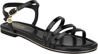 Guess Sandália Rasas Lyndy Verniz Preto Tira Tornozelo Mulher
