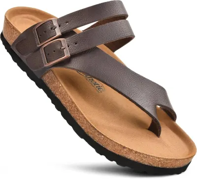 AEROTHOTIC Chaussons Récupération Semelle Liège Lanières Ajustables Femme LC1423