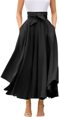 Chouyatou Saia Maxi Boho Assimétrica com Racha Lateral e Bolsos para Mulher
