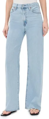 Levi's Calças de Ganga Ribcage Wide Leg Cintura Subida Azul Stone