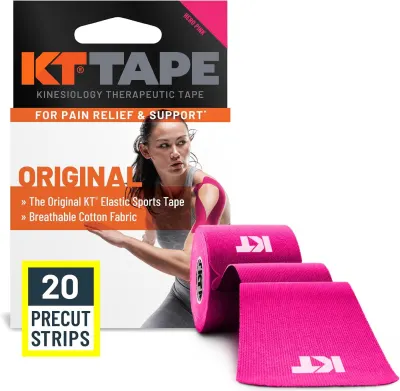 KT Tape Fita Cinesiológica Original Algodão 20 Tiras 25cm Rosa