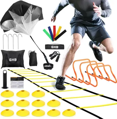 GHB Kit Treino Agilidade Escada 6m e 12 Cones