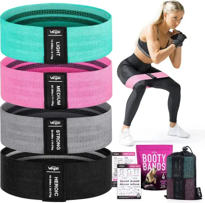 Vergali VG-4pkBootyBands Bandas Elásticas Tecido 4 Níveis Resistência
