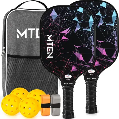 MTEN Conjunto de Raquetes Pickleball Fibra de Vidro Aprovadas USAPA