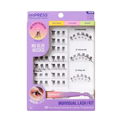 Kiss Impress Kit 60 Tufos Pestanas Individuais Pré-Coladas Preto